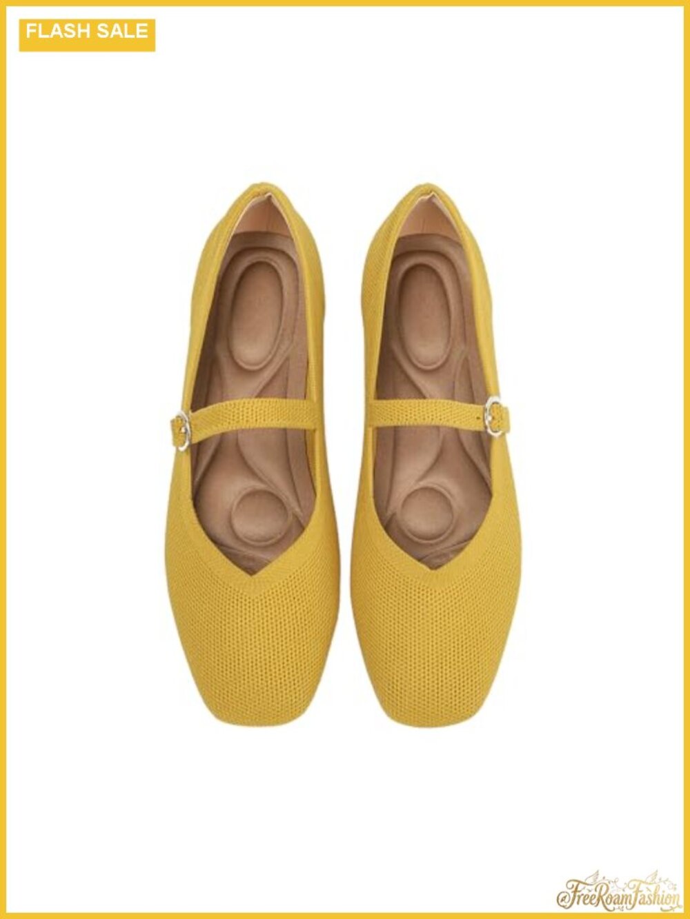 Knit Flats Square Toe Ankle Strap Washable Mary Jane Casual Shoes